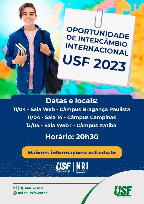 Oportunidade de Intercâmbio Internacional USF 2023